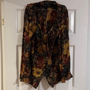 Ralph Lauren Floral Button-Front Blouse in Black Multi